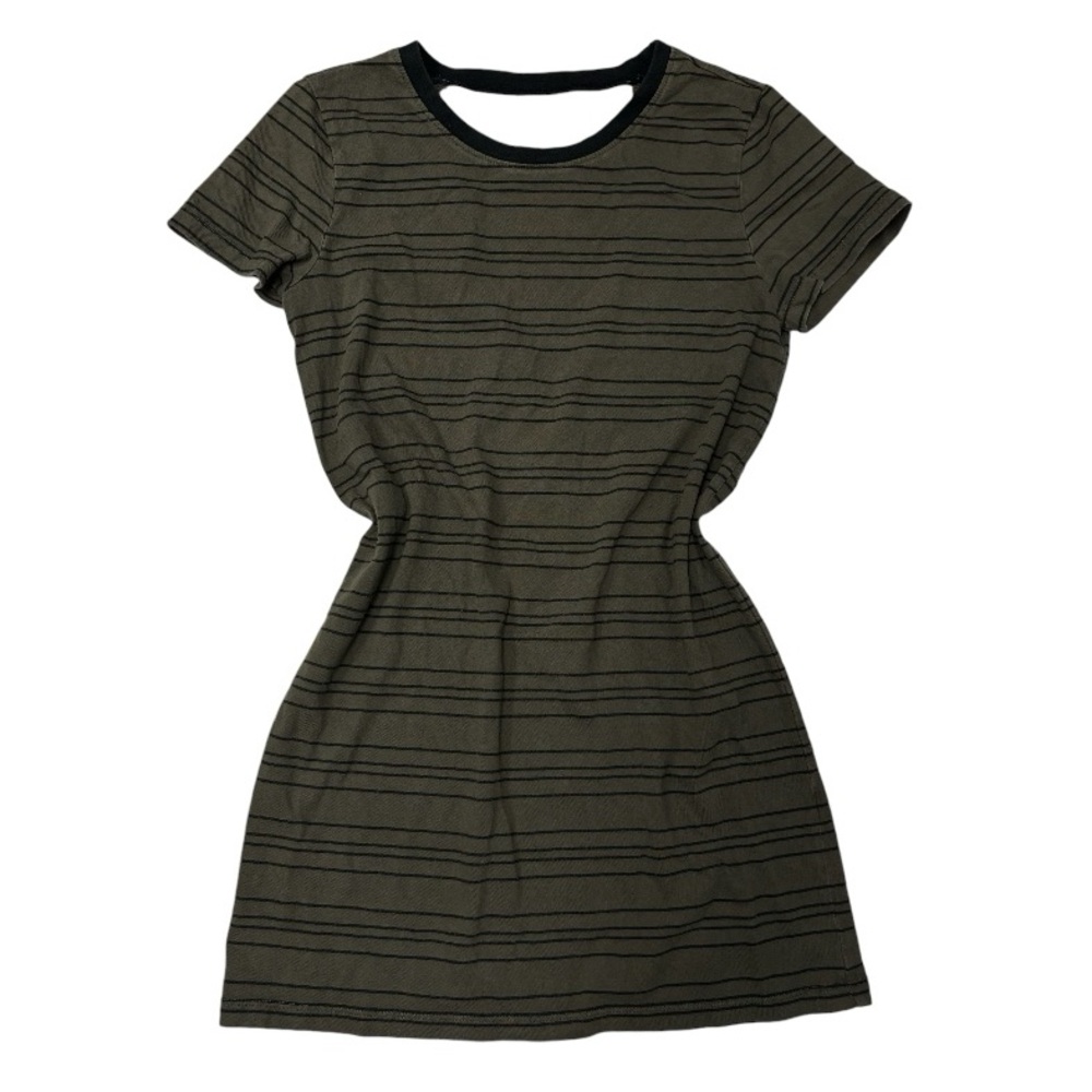 Black and Green Striped Backless Dress